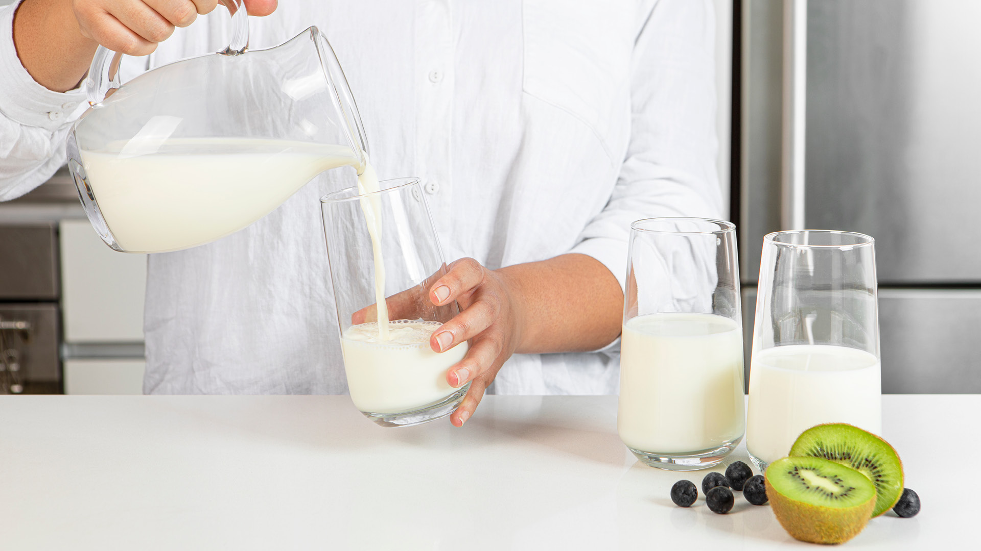 Pouring milk into glass